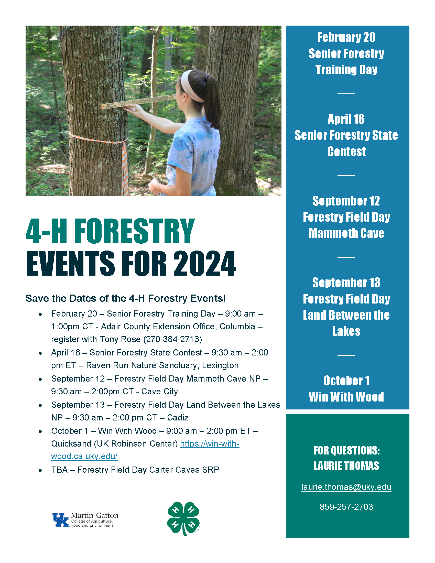 4-H Forestry Events for 2024