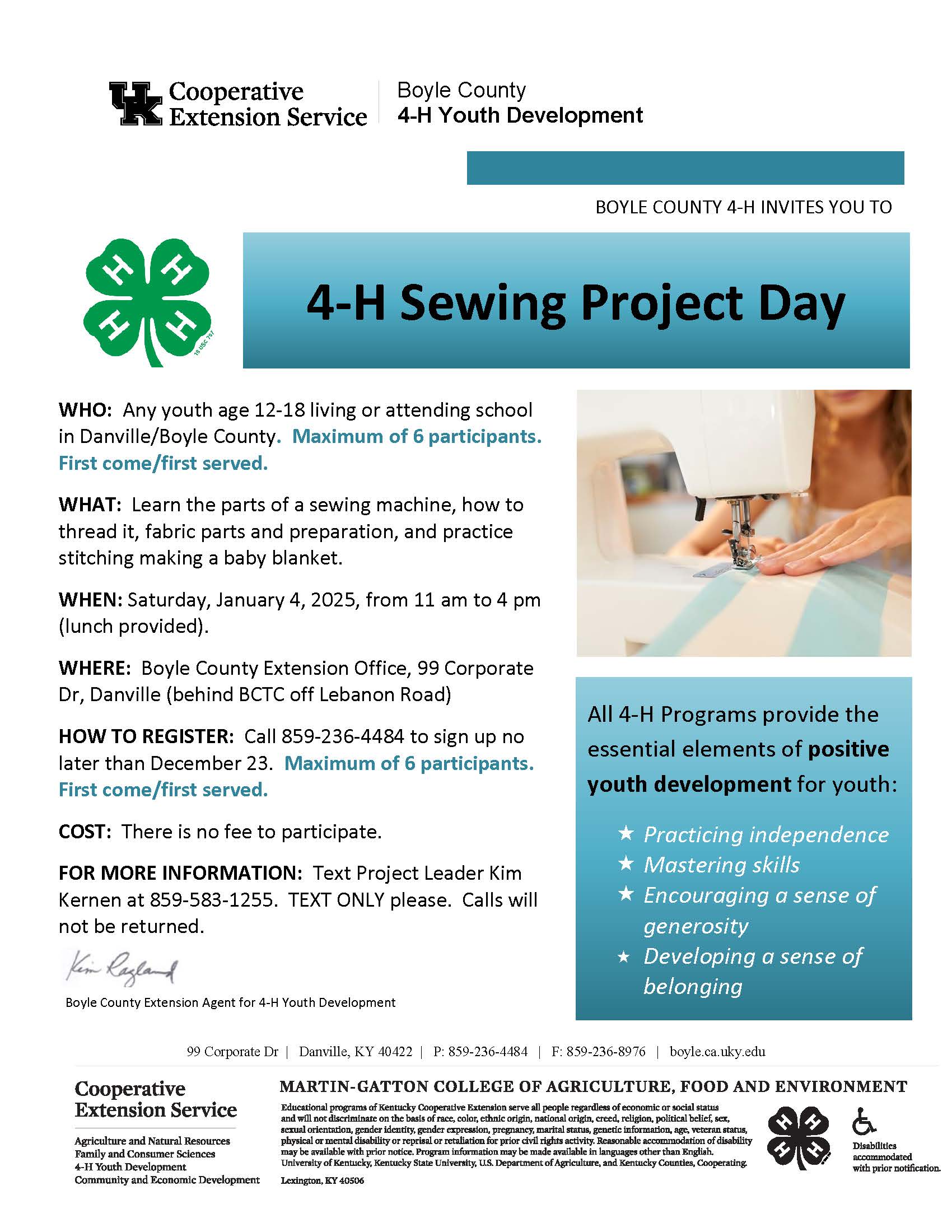 4-H Sewing Project Day